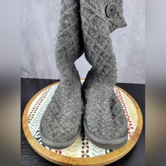Ugg Womens Gray Australia Lattice Button Knit Tall Boots Size US 8 - Picture 8 of 16